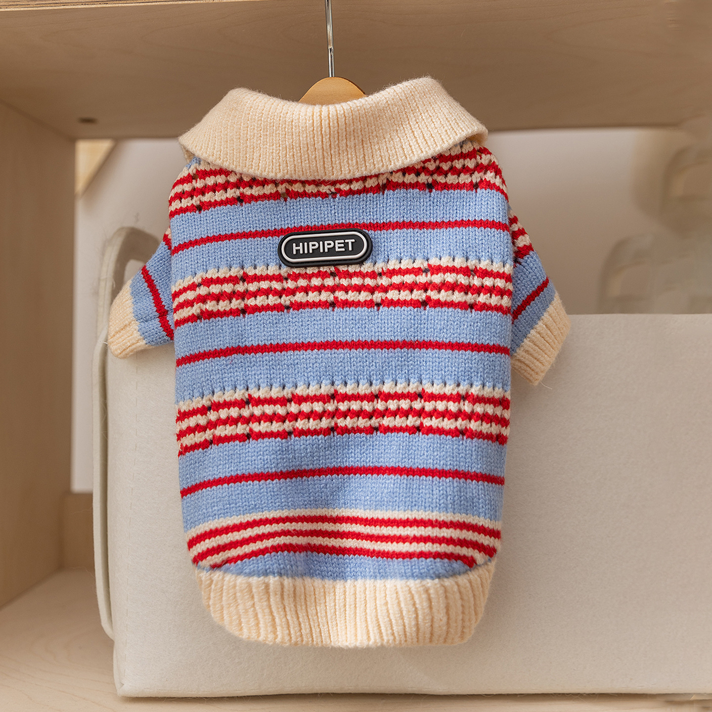 Color-Block Striped Pet Polo Sweater - Knitted for Small Dogs (Bichon & Teddy)