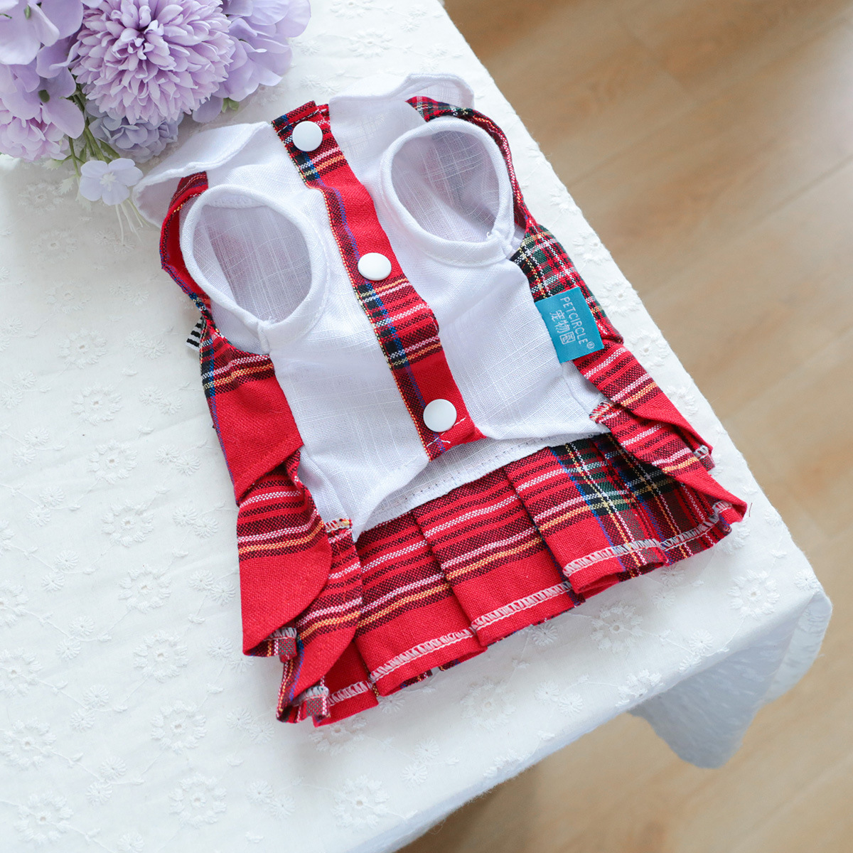 Bellepaw Pet Preppy Red Plaid Academy Dress