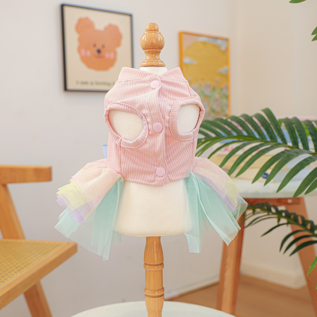 colorful rabbit-patterned tulle skirt