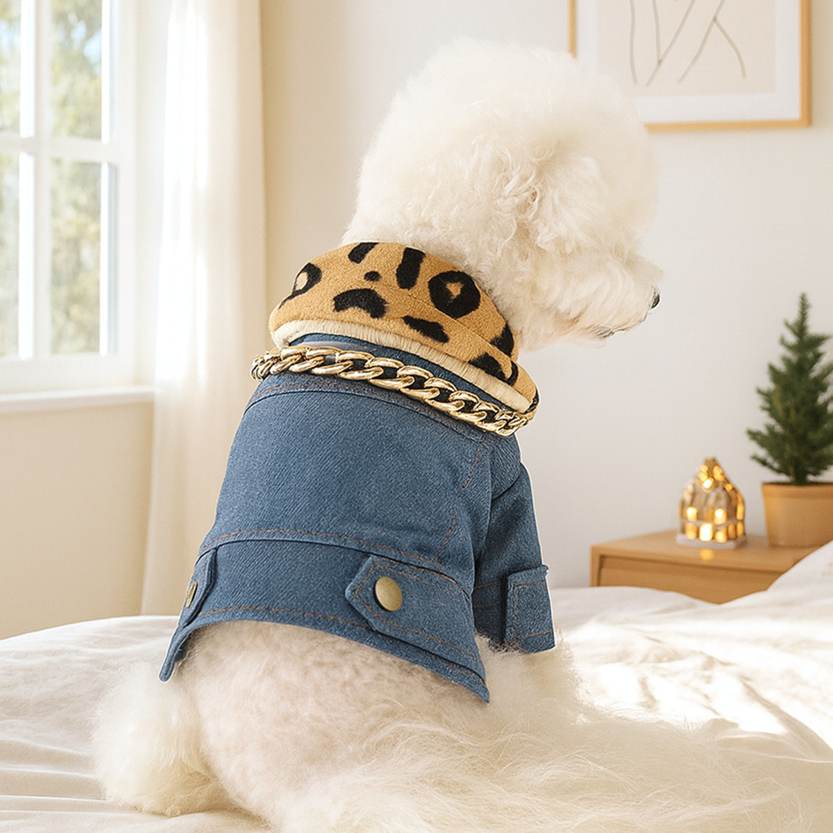 Stylish Pet Leather Coat: Fall/Winter Thickened Fleece-Lined Design, Warm Windproof Wear for Pets
