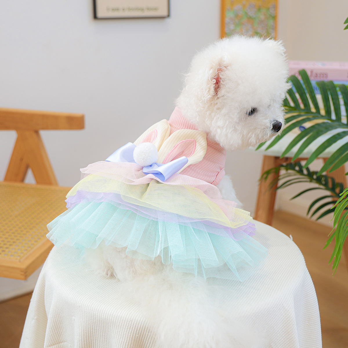 colorful rabbit-patterned tulle skirt
