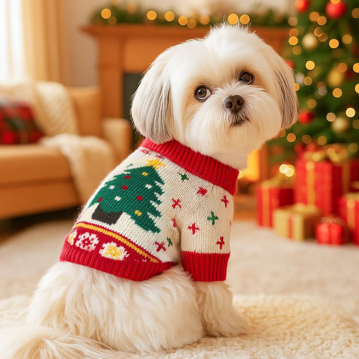 Cute Christmas Pet Sweater for Cats & Dogs - Festive Knitwear with Warm Soft Material