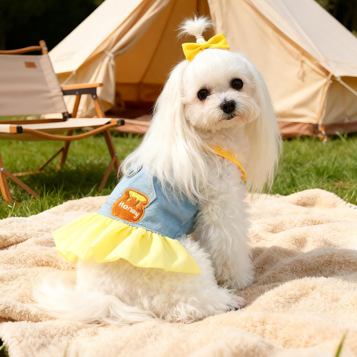 Comfortable Denim Pet Skirt - Star, Bear & Honey Bear Theme for Small Dogs, Puppies & Cats