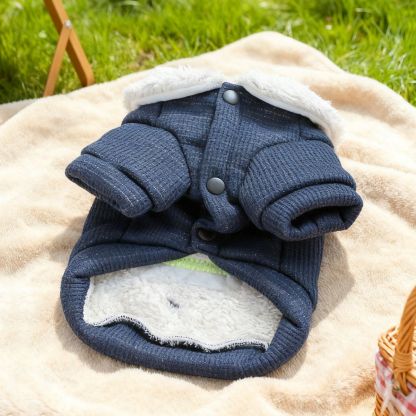 Bellepaw Pet "Googly Eye Monster" Waffle Knit Sherpa Collar Coat