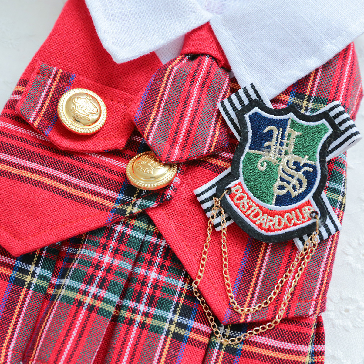 Bellepaw Pet Preppy Red Plaid Academy Dress