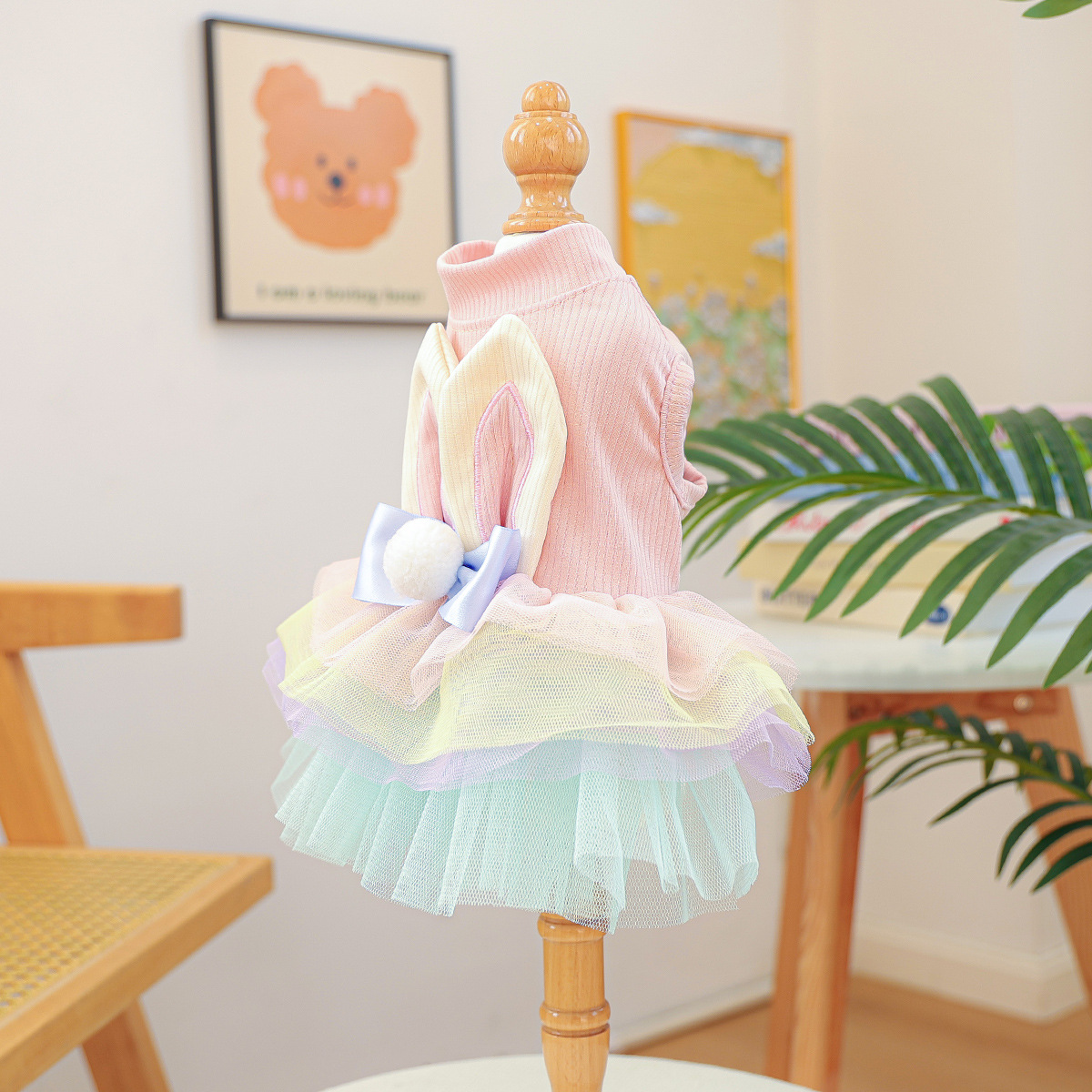 colorful rabbit-patterned tulle skirt