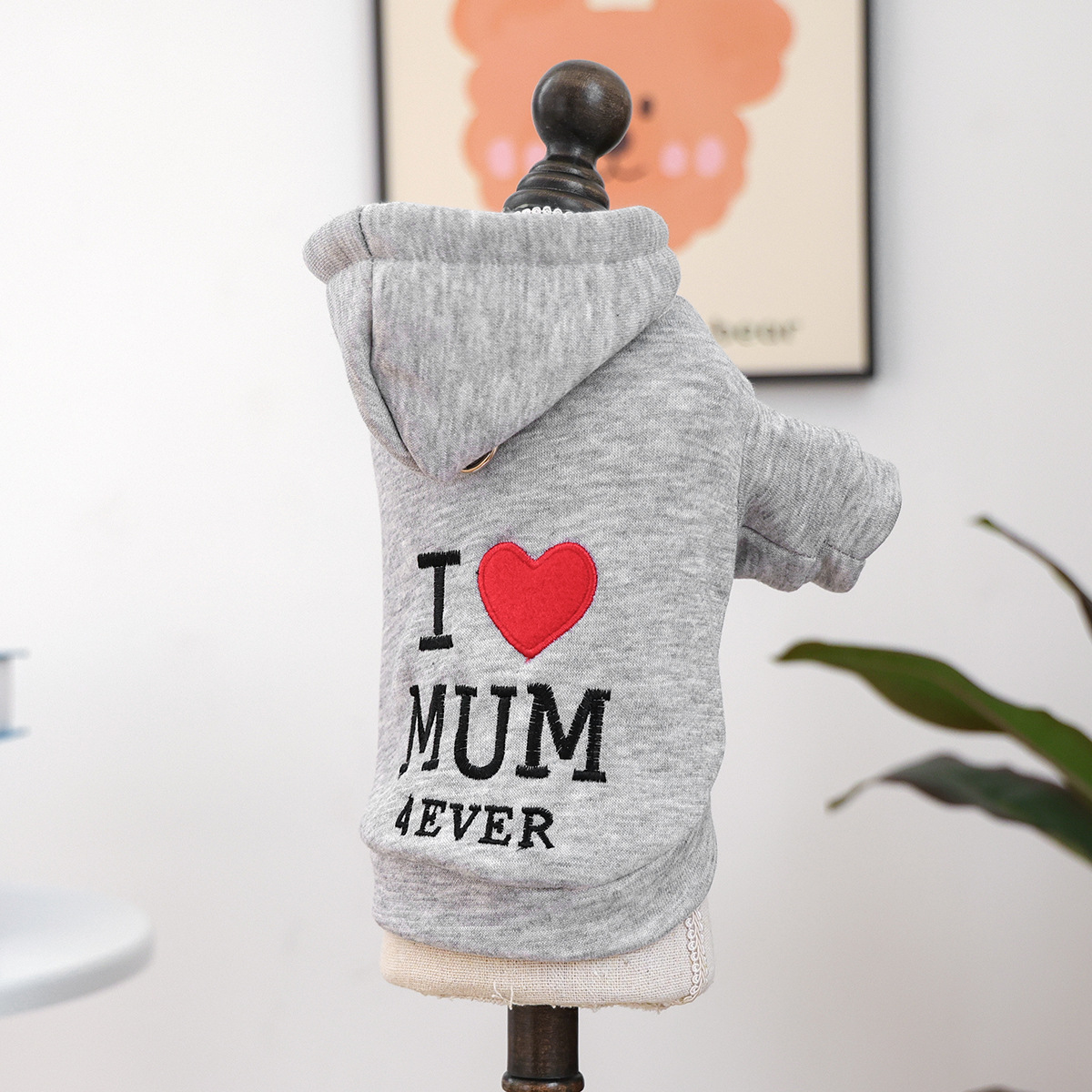 Bellepaw Pet "I Love Mum 4Ever" Embroidered Hoodie