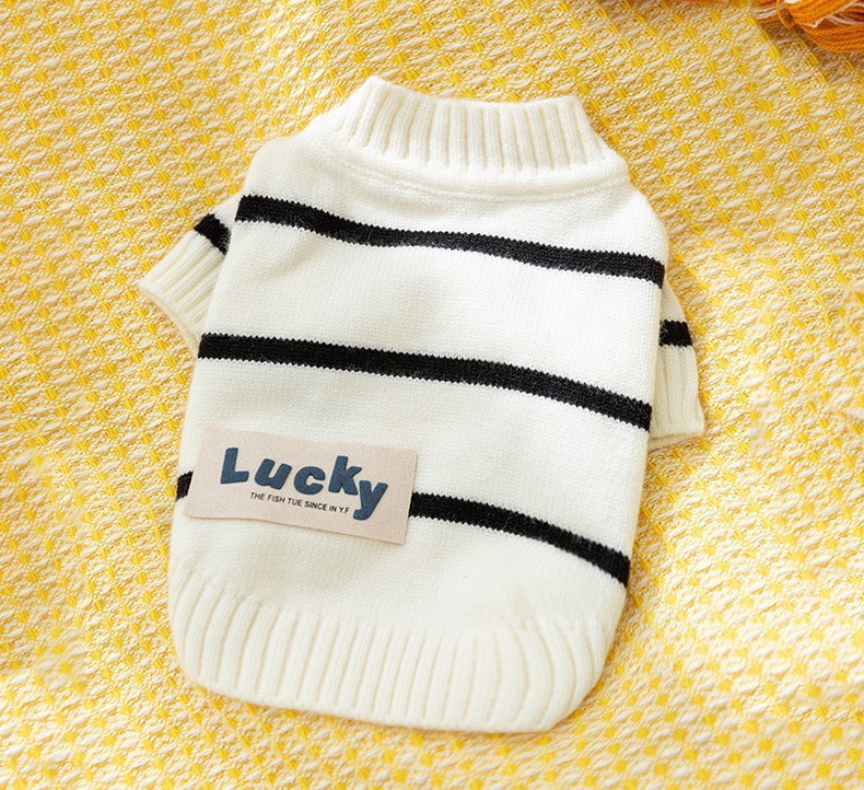 Bellepaw Pet Striped Triple Bear Knit Sweater