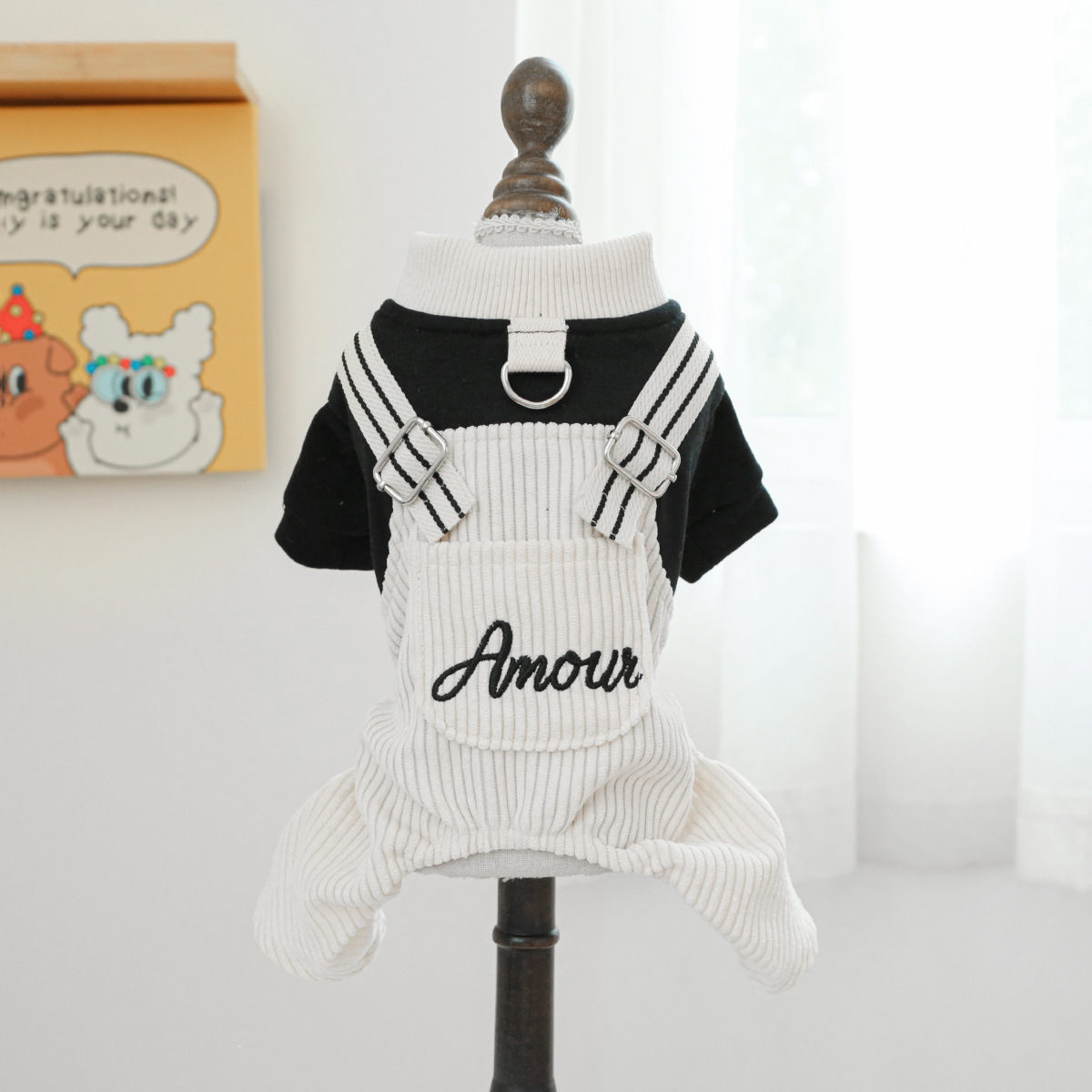 Best Friend Themed Pet Overalls - Fall/Winter Warm Comfortable Wear for Small Dogs, Puppies & Cats