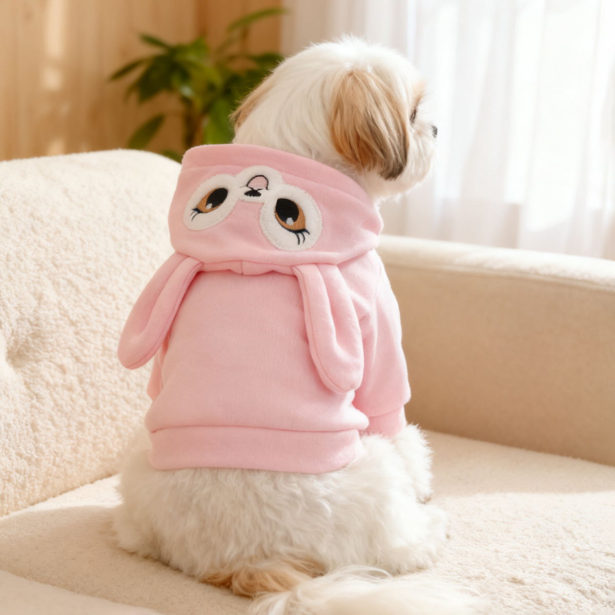 Bellepaw Pet "Bunny Eyes" Pink Fleece Hoodie