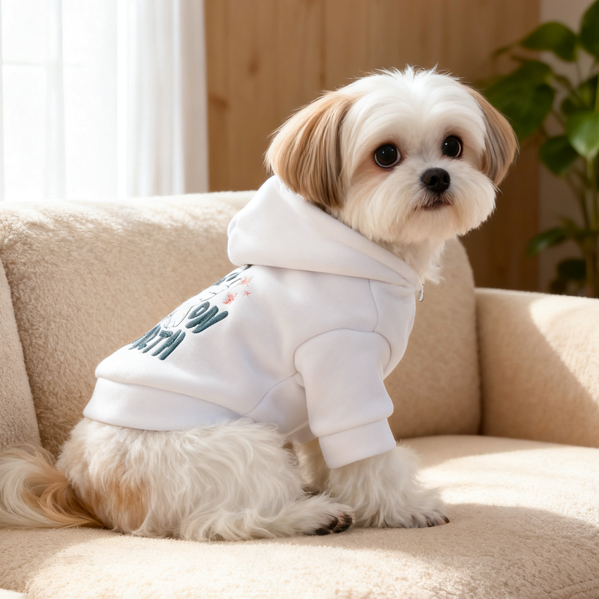 Bellepaw Pet "Peace On Earth" Dove Graphic Fleece Hoodie