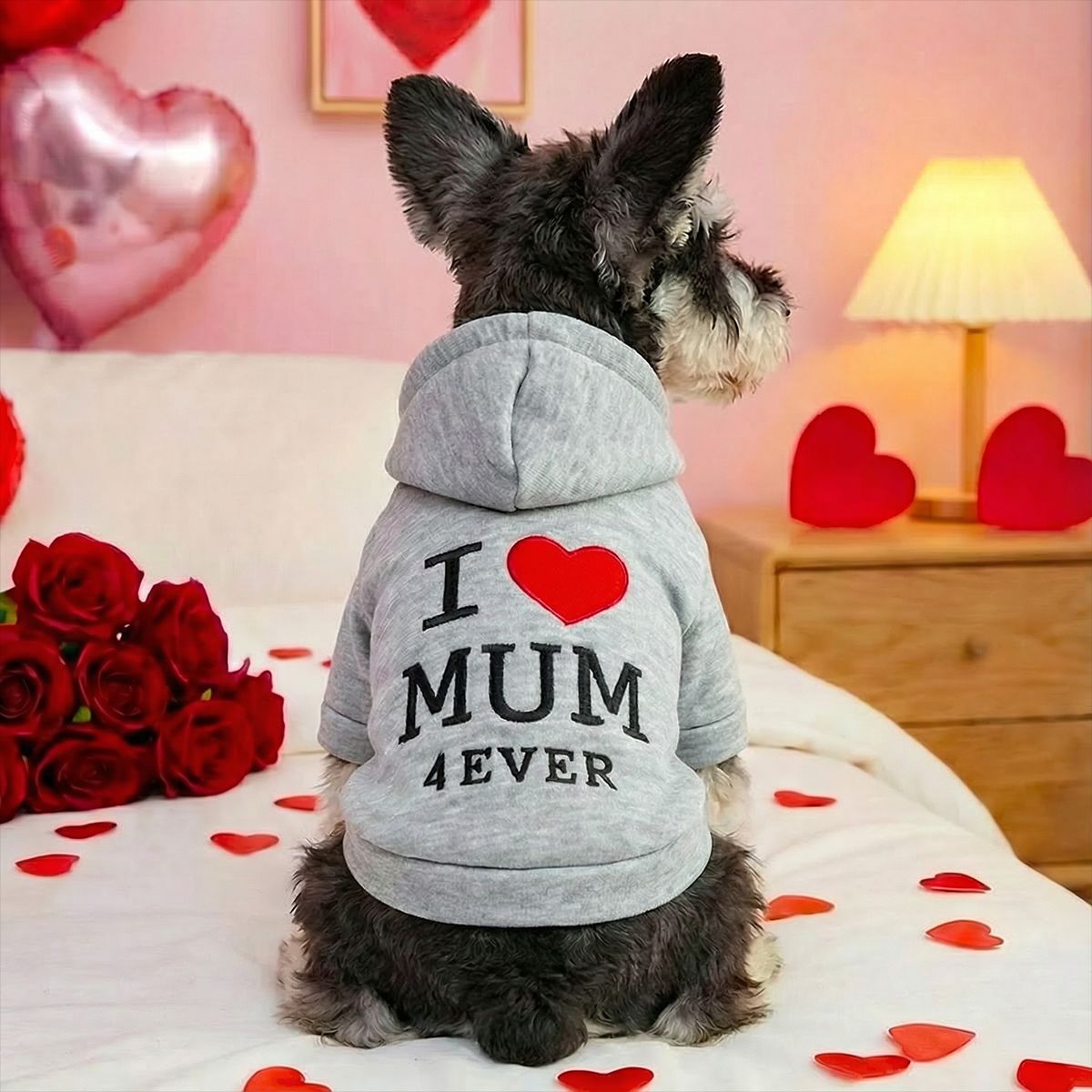 Bellepaw Pet "I Love Mum 4Ever" Embroidered Hoodie