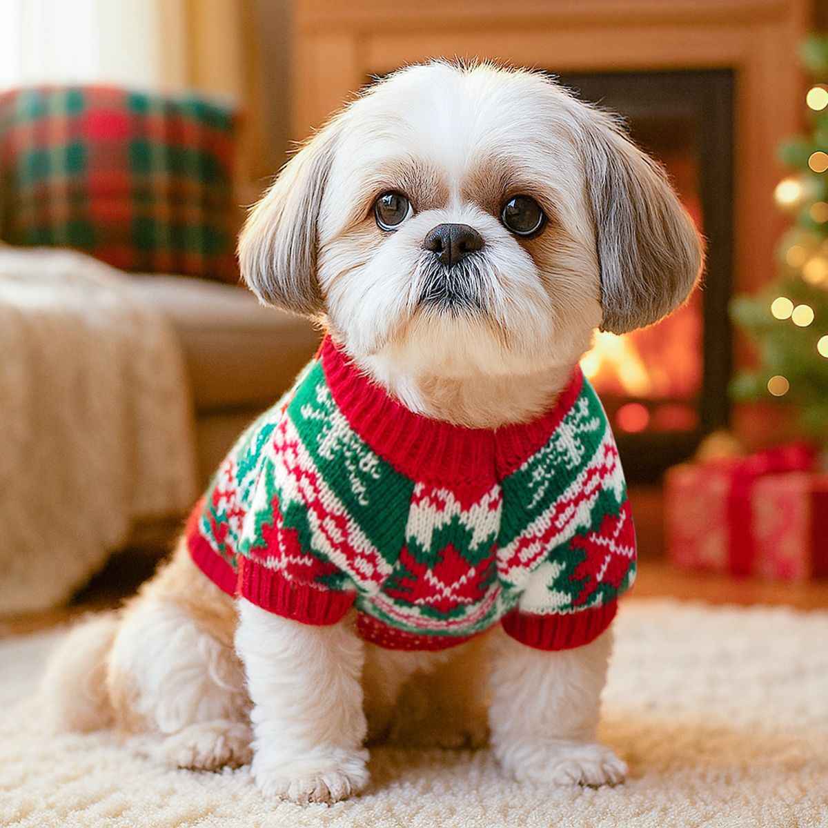 Cute Christmas Pet Sweater for Cats & Dogs - Festive Knitwear with Warm Soft Material