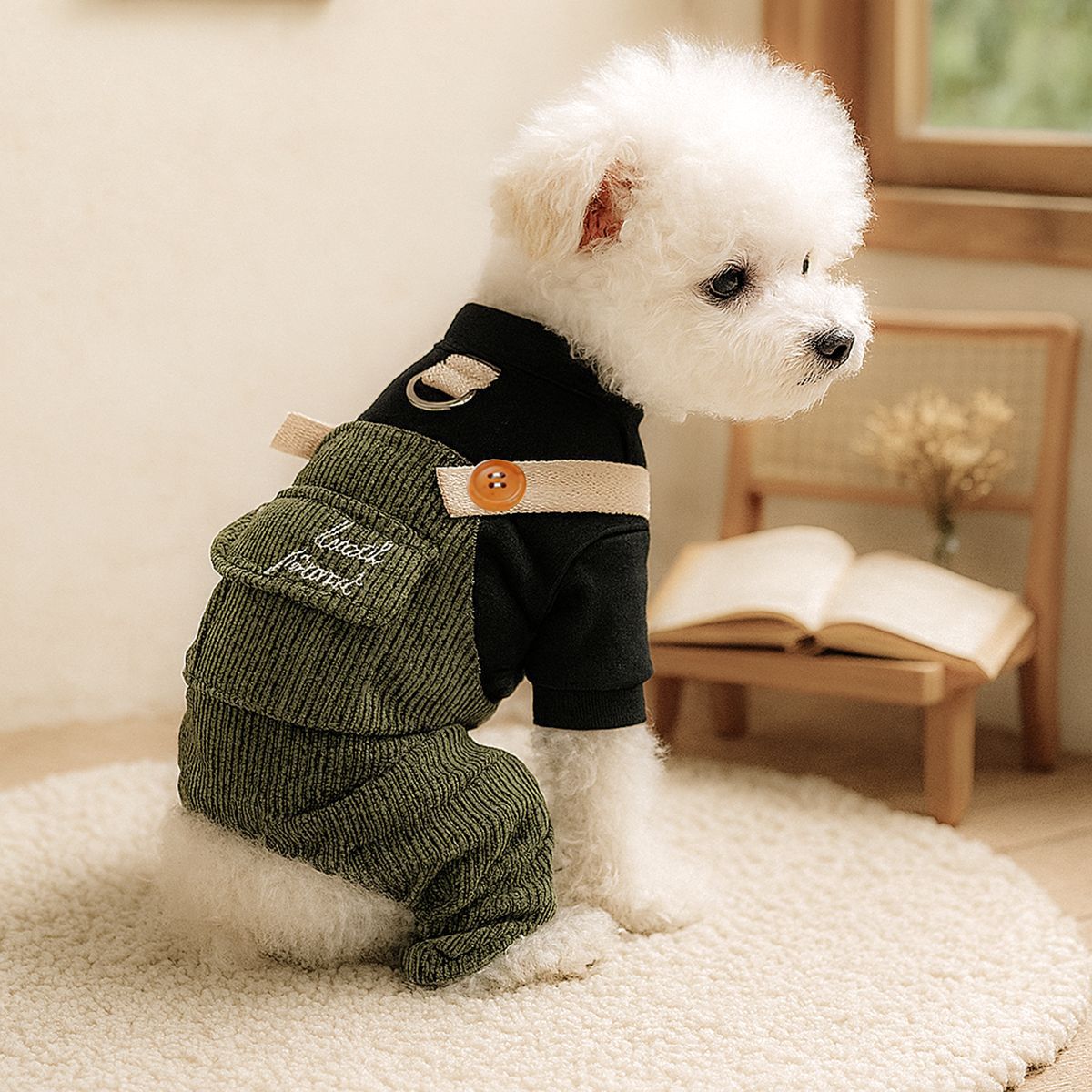 Best Friend Themed Pet Overalls - Fall/Winter Warm Comfortable Wear for Small Dogs, Puppies & Cats
