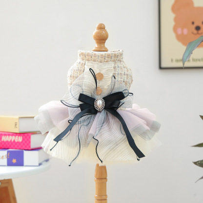 Spring Comfortable Colorful Chic Pet Dress - Blue (For Small Dogs & Cats)