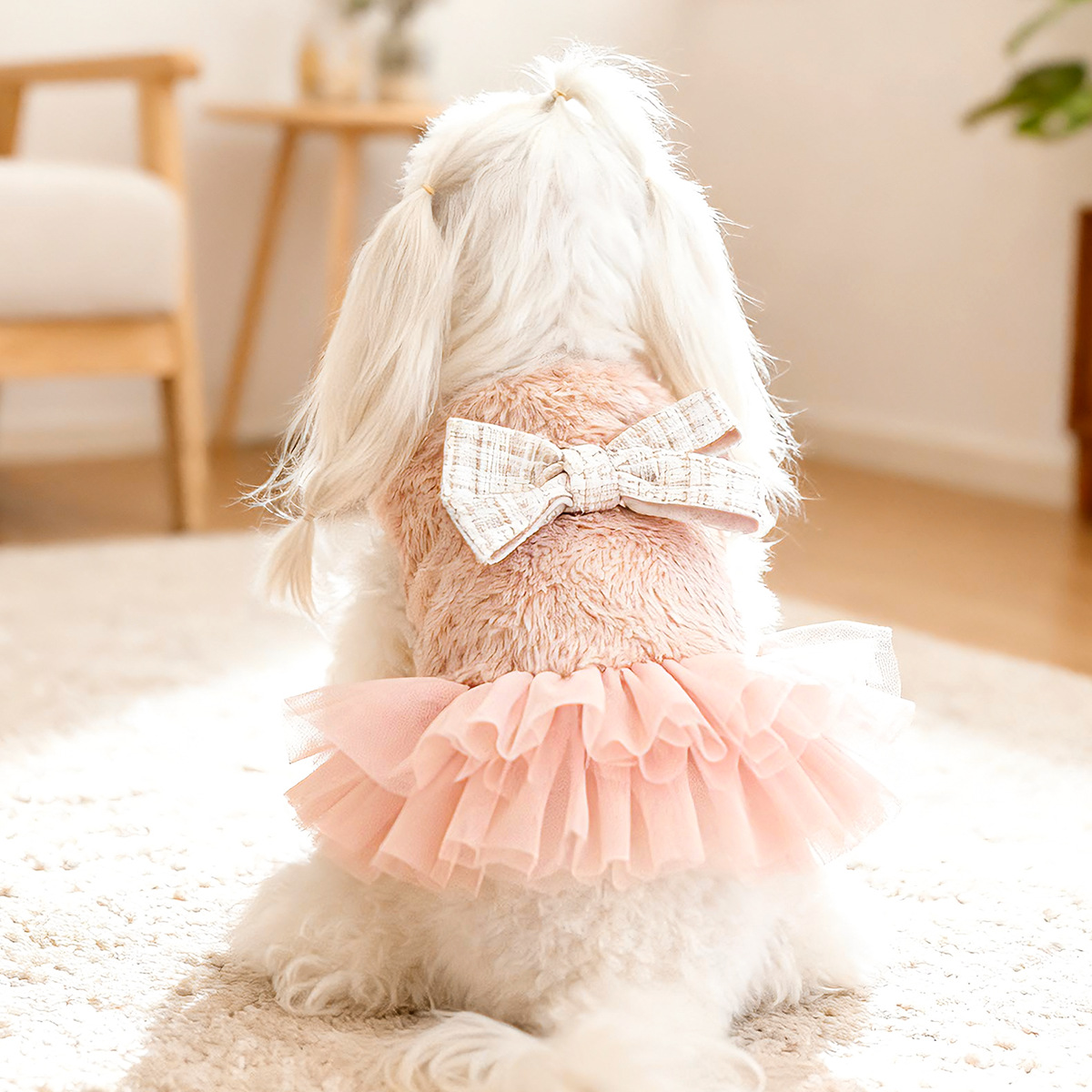 Fall/Winter Pet Skirt - French Chic Tulle Dress, Warm Soft Outfit for Small Dogs, Puppies & Cats