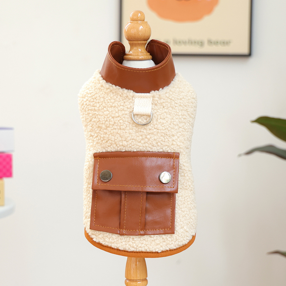 New Spring Pet Vest - Coffee Colored, Fleece Padded & Thickened, Stylish Warm Wear for Puppies & Kittens