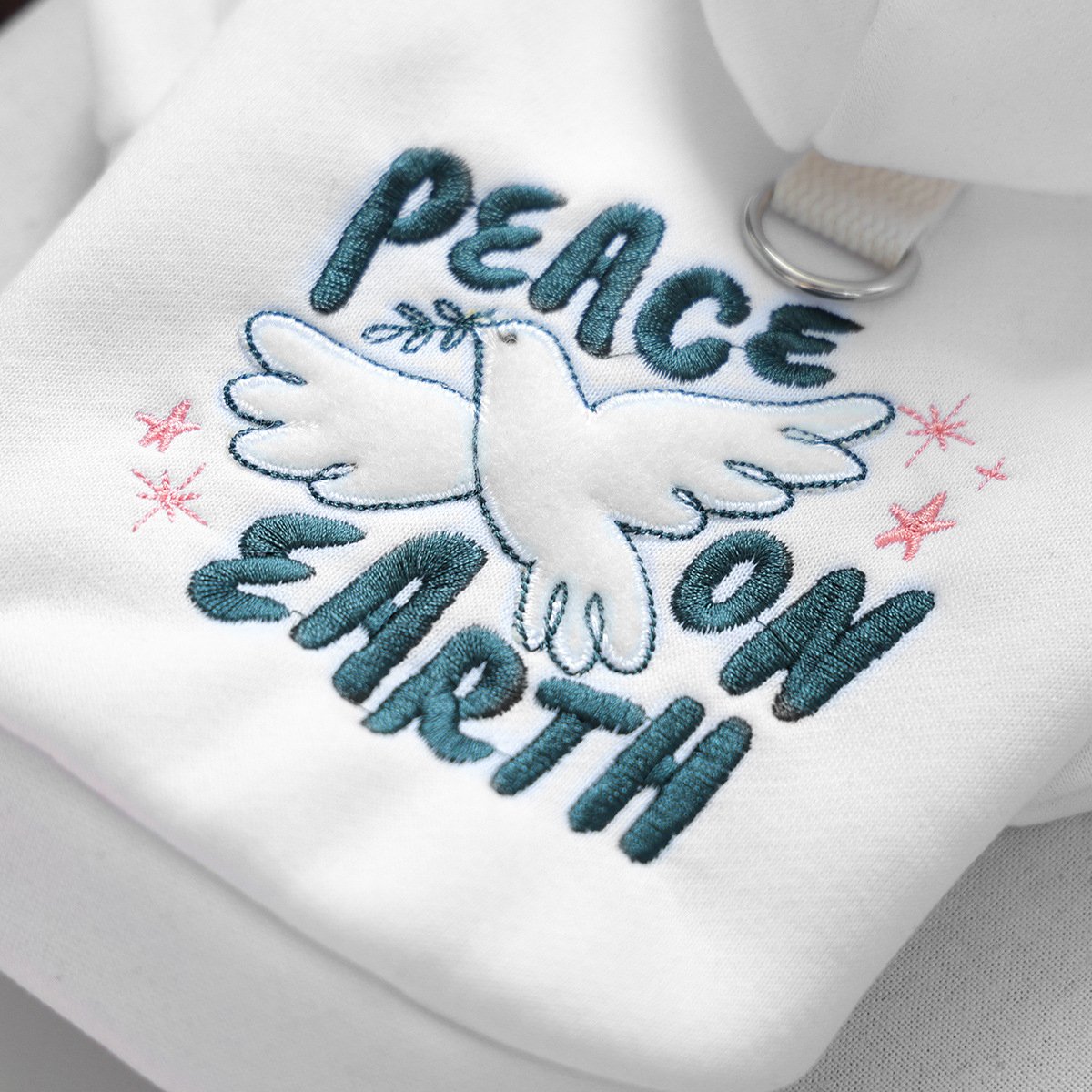 Bellepaw Pet "Peace On Earth" Dove Graphic Fleece Hoodie