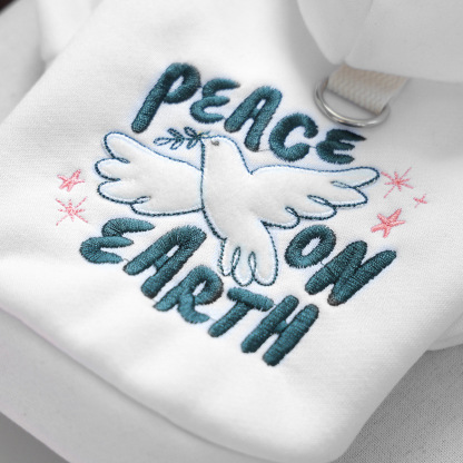 Bellepaw Pet "Peace On Earth" Dove Graphic Fleece Hoodie