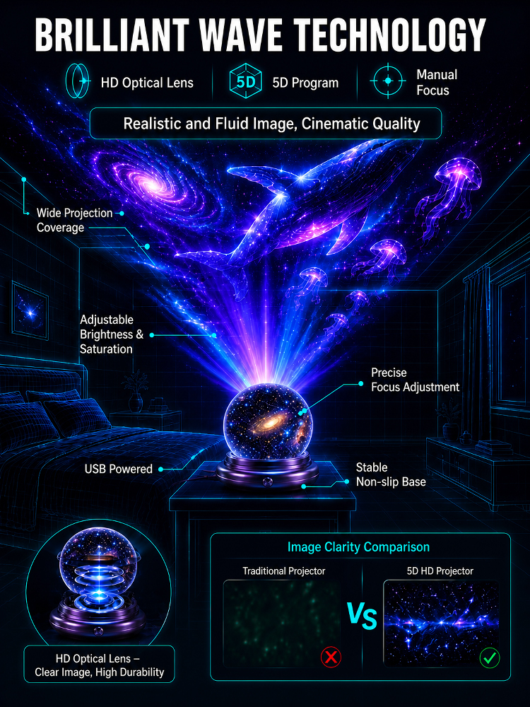 【4K Ultra HD Holographic Floating Aurora Star Projector】Stressed out after a long day? Transform any boring room (or even your car!) into a stunning deep-sea oasis or an endless 4K galaxy in just 1 second.