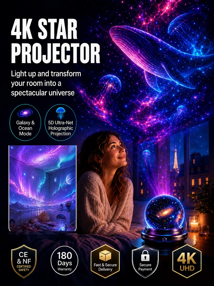【4K Ultra HD Holographic Floating Aurora Star Projector】Stressed out after a long day? Transform any boring room (or even your car!) into a stunning deep-sea oasis or an endless 4K galaxy in just 1 second.