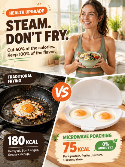 60-Second 2-In-1 Microwave Egg Poacher & Breakfast Maker – Food-Grade Non-Stick Steam Cooker Replace 5 Kitchen Tools (Clearance Special)