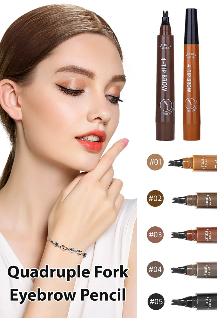 4-Prong Tip – Draws 4 Hairs in One Stroke, Instantly Natural✨MADIELI   4 Head Liquid Bionic Eyebrow Pencil💧 Waterproof & Sweatproof – Stays Perfect Even After Workout