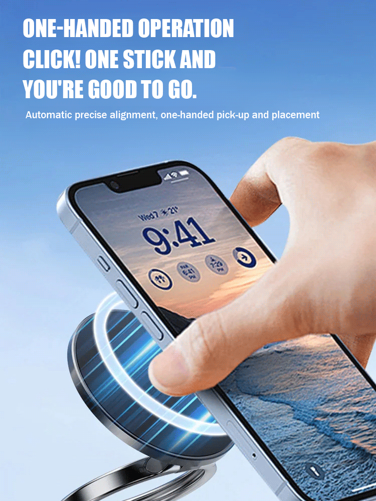 N54 Military-Grade Magnet · Rock-Solid Hold🧲Vacuum adsorption strong magnetic mobile phone holder🛡️Bumpy Roads? No Problem · Navigation Never Drops