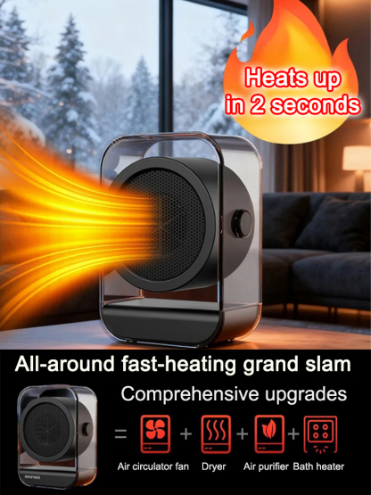 Energy-saving, low-noise 90° adjustable heater!Instantly raise indoor temperature in 2 seconds