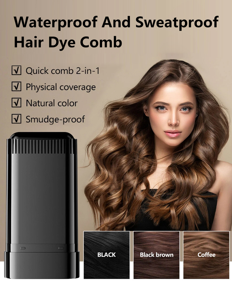 Waterproof and sweat-resistant hair dye stick to cover gray hair ⏱️ Cover your new gray hair in 10 seconds without getting your hands dirty
