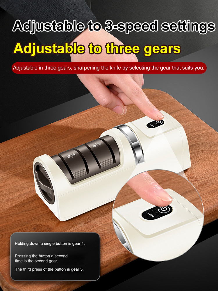 Fully automatic wireless electric knife sharpener🛡️ German-Engineered Motor + Anti-Pinch – Safe & Long-Lasting⚡ One-Touch Automatic Sharpening – Dull Blades Sharp in 3 Seconds