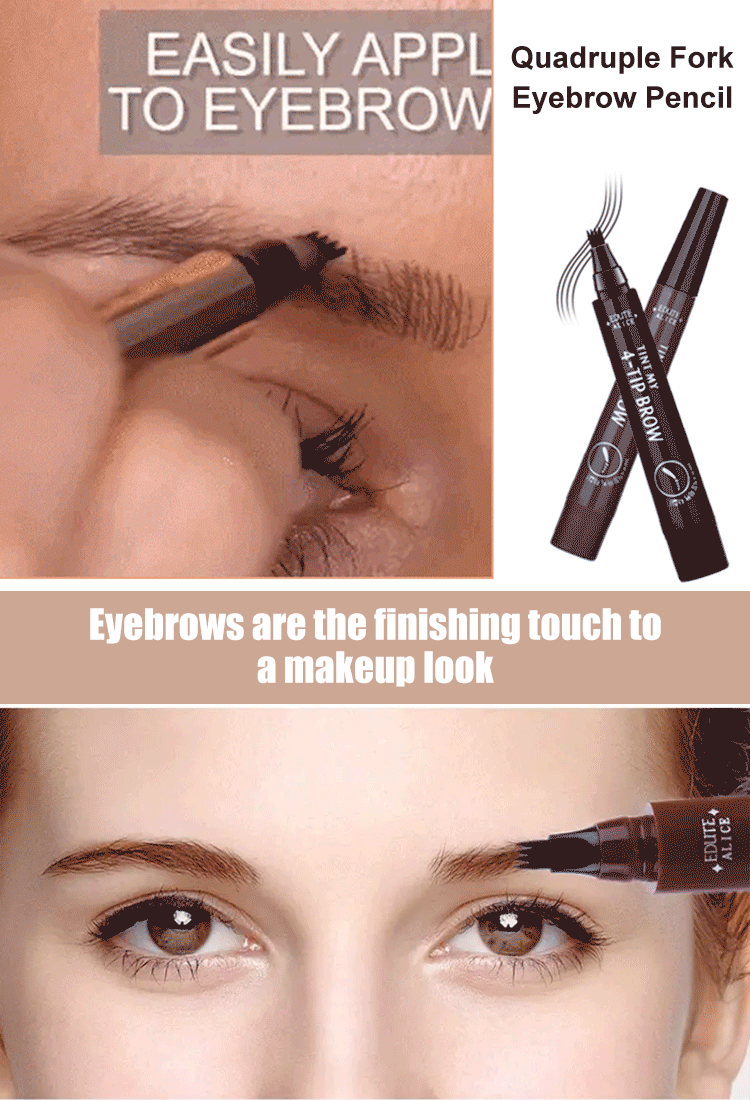 4-Prong Tip – Draws 4 Hairs in One Stroke, Instantly Natural✨MADIELI   4 Head Liquid Bionic Eyebrow Pencil💧 Waterproof & Sweatproof – Stays Perfect Even After Workout