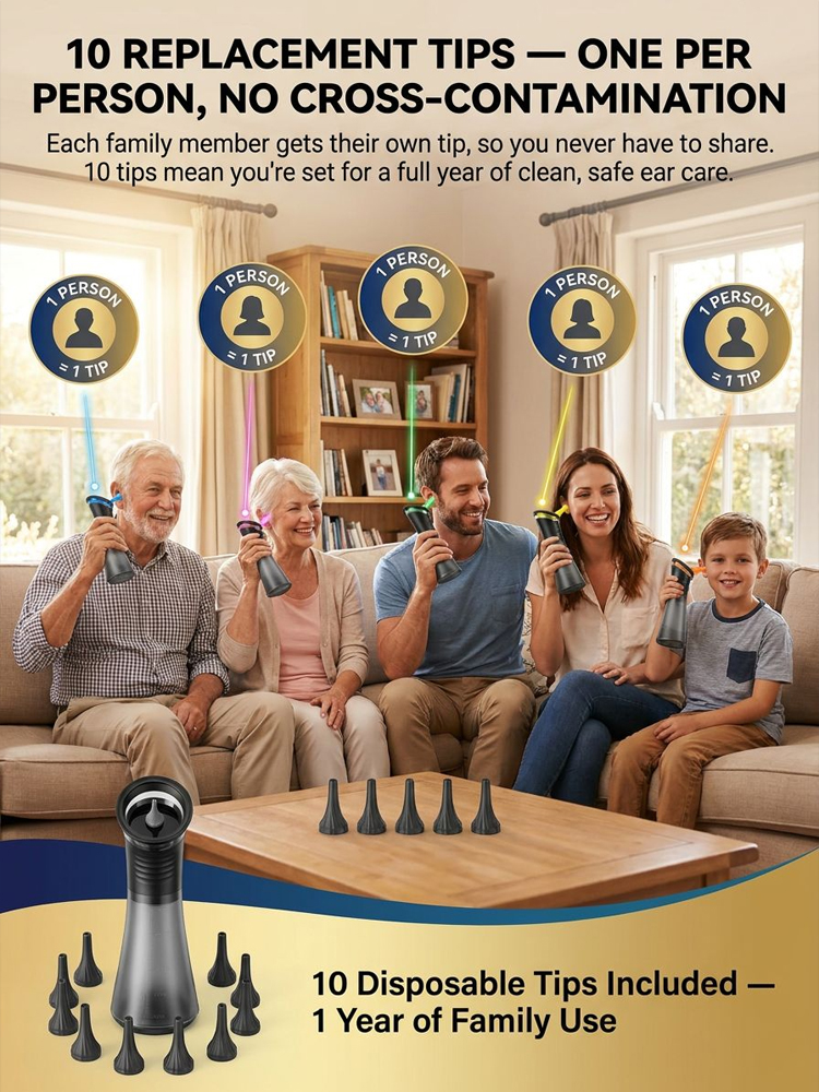 Premium 5-Hole Sonic Ear Wax Remover [Made in USA Designed / CE Certified] – Safe 30-Second Ear Irrigation System. STOP Using Dangerous Cotton Swabs Now!