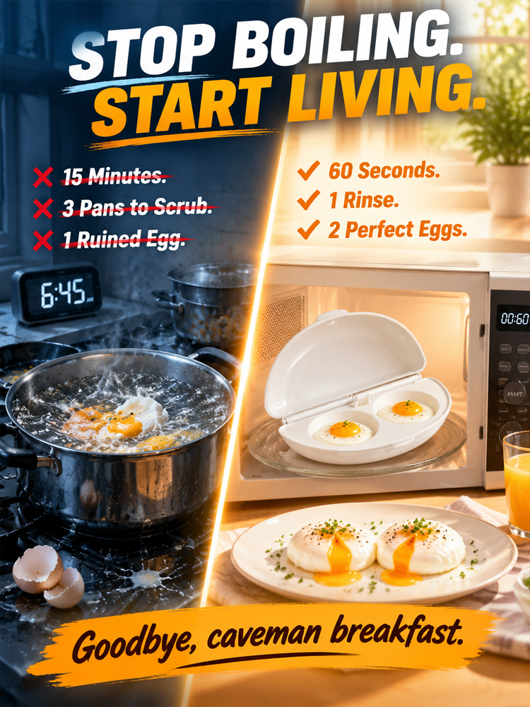 60-Second 2-In-1 Microwave Egg Poacher & Breakfast Maker – Food-Grade Non-Stick Steam Cooker Replace 5 Kitchen Tools (Clearance Special)