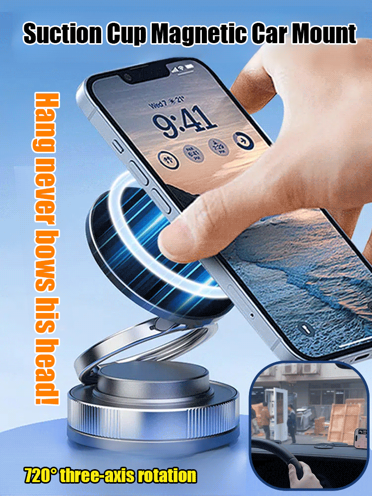 N54 Military-Grade Magnet · Rock-Solid Hold🧲Vacuum adsorption strong magnetic mobile phone holder🛡️Bumpy Roads? No Problem · Navigation Never Drops
