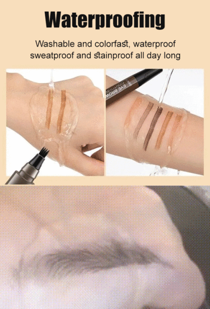 4-Prong Tip – Draws 4 Hairs in One Stroke, Instantly Natural✨MADIELI   4 Head Liquid Bionic Eyebrow Pencil💧 Waterproof & Sweatproof – Stays Perfect Even After Workout