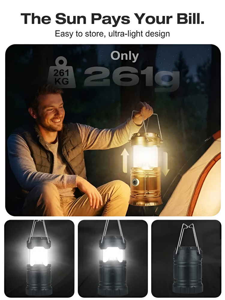 Zero electricity costs! Sun-powered brightness all night. ☀️Never get caught in the dark again! 💡Drop-proof & waterproof solar light for any adventure! 🌧️1 light fixes all blackouts & camping trips! 🏕️