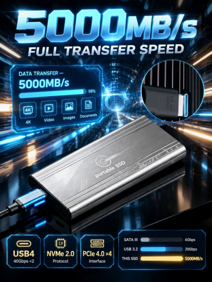 German-Engineered 32TB Portable SSD (5000MB/s Speed & AES-256 Encryption) - Stop Cloud Subscription Traps - Direct Clearance Special! 🔒