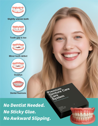 Your Secret to a Perfect Smile! 💎【 Medical Grade Dentures】No adhesive needed, buy 1 get 1 free! Crazy deal☁️Custom-like fit for maximum daily comfort. 