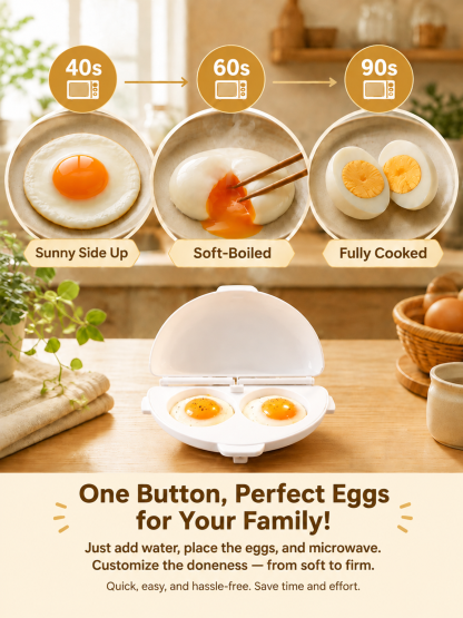 60-Second 2-In-1 Microwave Egg Poacher & Breakfast Maker – Food-Grade Non-Stick Steam Cooker Replace 5 Kitchen Tools (Clearance Special)