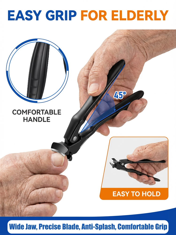 Ergonomically designed portable nail clippers🦈 Wide Opening · Curved Head – Bites Through Thick Nails in One Go🛡️ Push-to-Lock + Anti-Splash – Nail Clippings Stay Contained⚙️ Zinc Alloy Die-Casting · Razor-Sharp Blade – Heirloom Quality