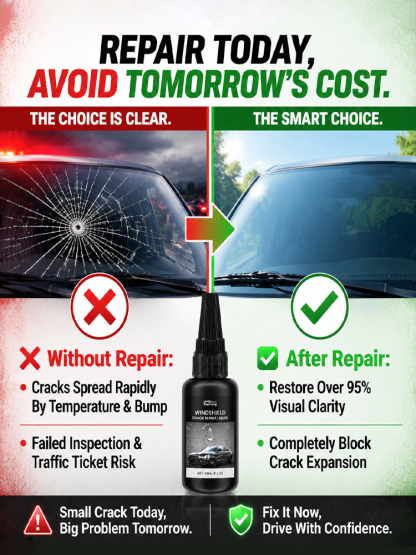 Stop wasting money on windshield replacement: Fix cracks at home in 5 minutes 🛠️✨Save your windshield: Stop crack expansion instantly and regain HD driving vision 🚗🛡️