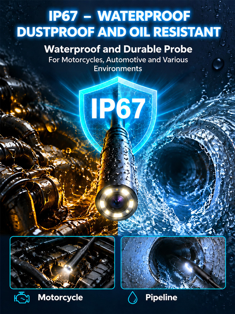 Industrial Endoscope Camera P73 - 4.3" IPS Screen, 8mm IP67 Waterproof Probe & 3m Cable - No App or WiFi Needed - Flash Clearance Sale!