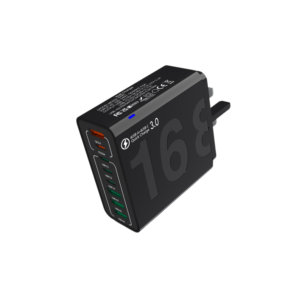4 PD + 4 QC 3.0 Ports for 50% Faster Charging Speed 🚀📱Power Up 8 Devices Simultaneously with One Intelligent Hub ⚡🔌Smart Chip Tech: Auto-Detects & Delivers the Perfect Power for MacBooks, iPhones, and Androids 🧠🔋