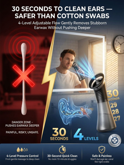 Premium 5-Hole Sonic Ear Wax Remover [Made in USA Designed / CE Certified] – Safe 30-Second Ear Irrigation System. STOP Using Dangerous Cotton Swabs Now!