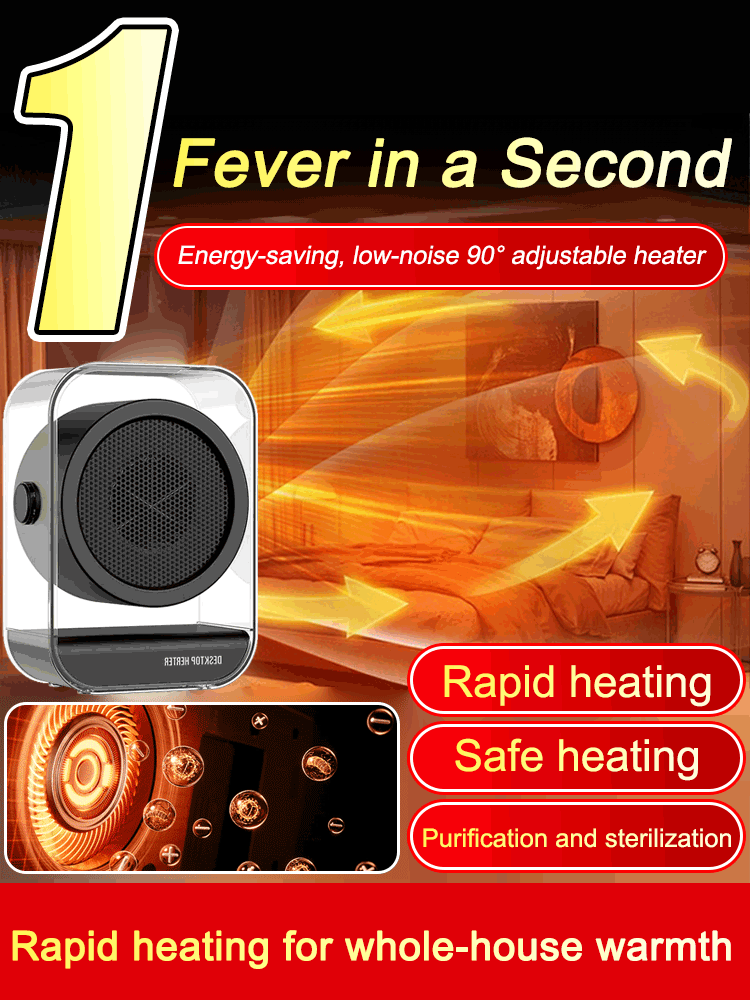 Energy-saving, low-noise 90° adjustable heater!Instantly raise indoor temperature in 2 seconds