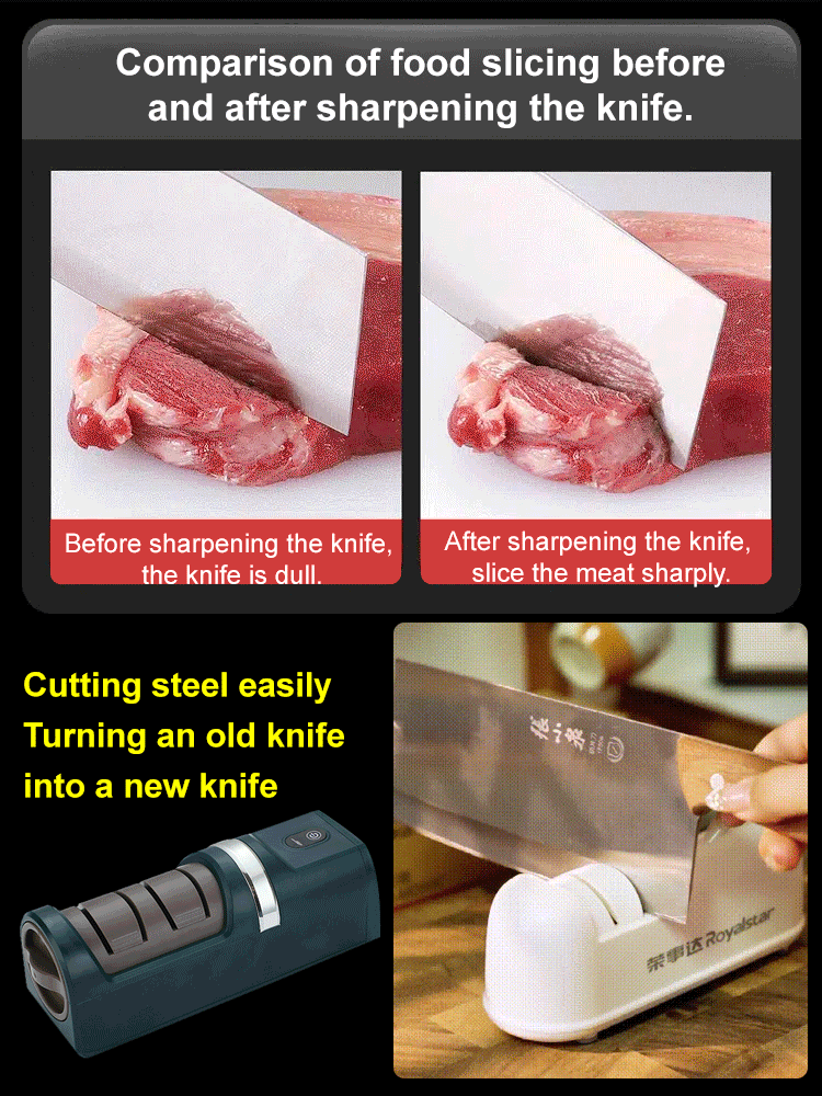 Fully automatic wireless electric knife sharpener🛡️ German-Engineered Motor + Anti-Pinch – Safe & Long-Lasting⚡ One-Touch Automatic Sharpening – Dull Blades Sharp in 3 Seconds