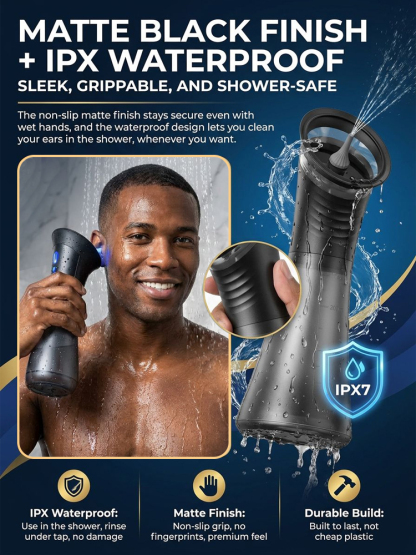 Premium 5-Hole Sonic Ear Wax Remover [Made in USA Designed / CE Certified] – Safe 30-Second Ear Irrigation System. STOP Using Dangerous Cotton Swabs Now!
