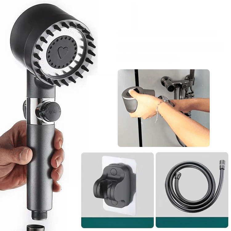 Turbo Filter-Boosting Shower Head, 3 SPA Modes, Boost low water pressure instantly! Negative ion filter for sensitive skin