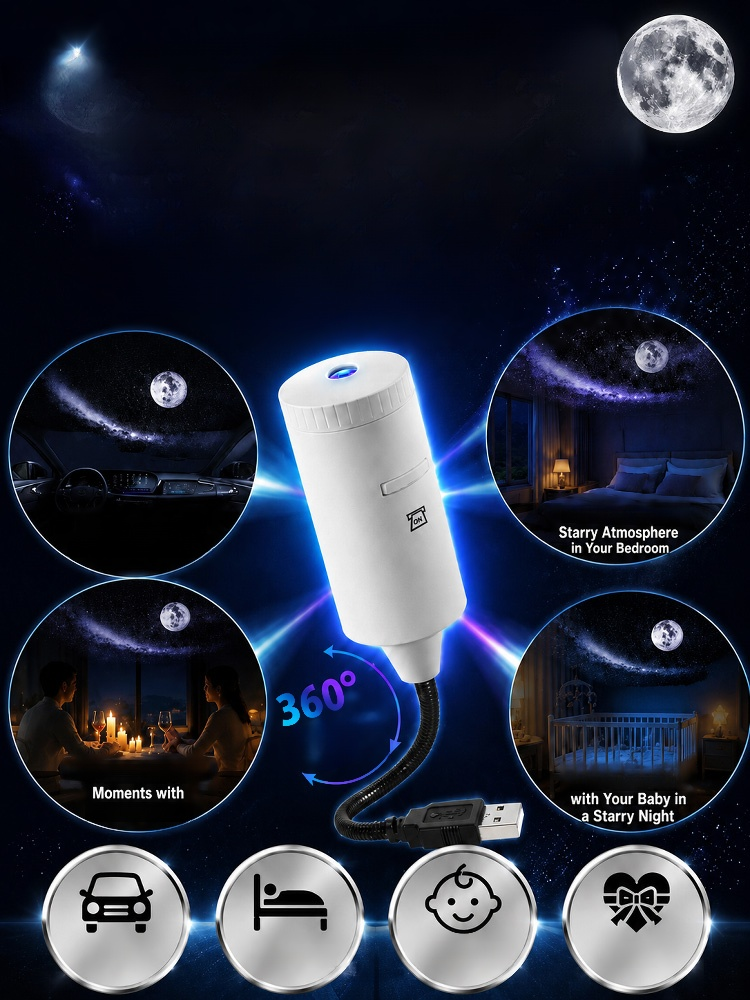 Starry Sky Projection Night Light, Bring a HD galaxy into your bedroom for ultimate romance. High-precision lens for vibrant, crystal-clear projection.